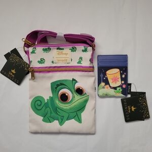 Loungefly Disney Tangled Pascal Passport Crossbody Bag and Lantern Cardh…